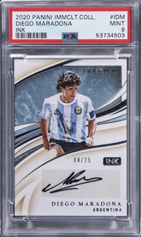 2020-21 Panini Immaculate Collection Ink #IDM Diego Maradona Signed Card (#04/25) - PSA MINT 9